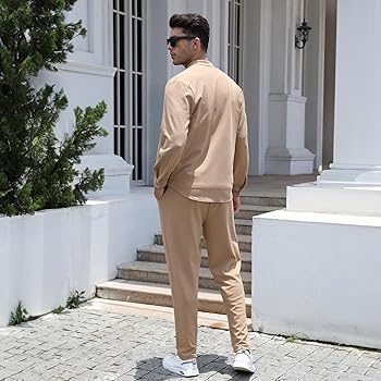 FZNHQL Men's Fashion Tracksuit Two Piece Set Track Suit 80s